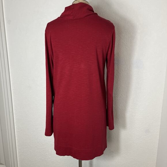 J.Jill Pima Cowl Neck Tunic Top red, long sleeve, size S, made in Peru - Picture 4 of 7